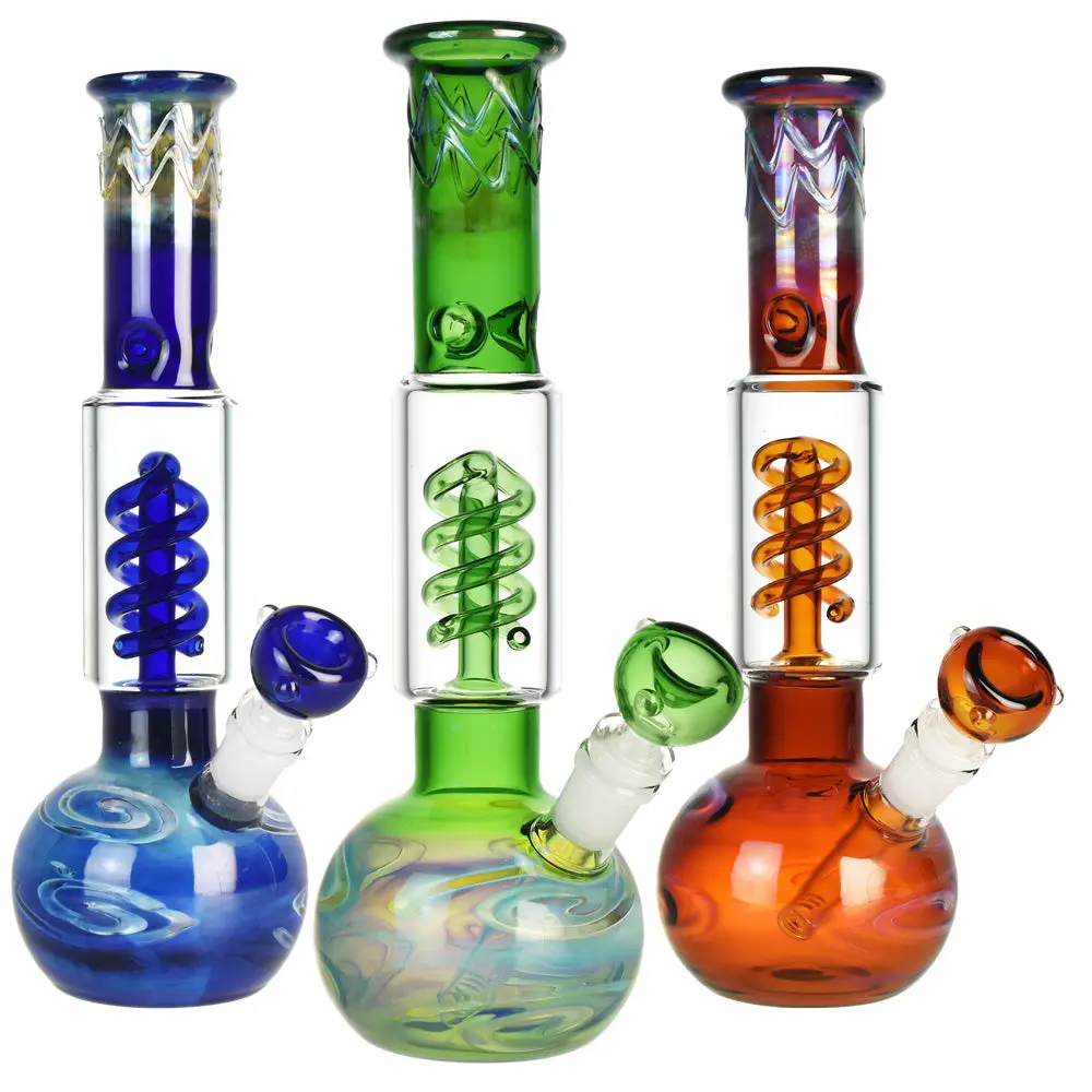 Milky Fade Water Pipe W/ Coil Perc - 11.75"/14Mm F 1