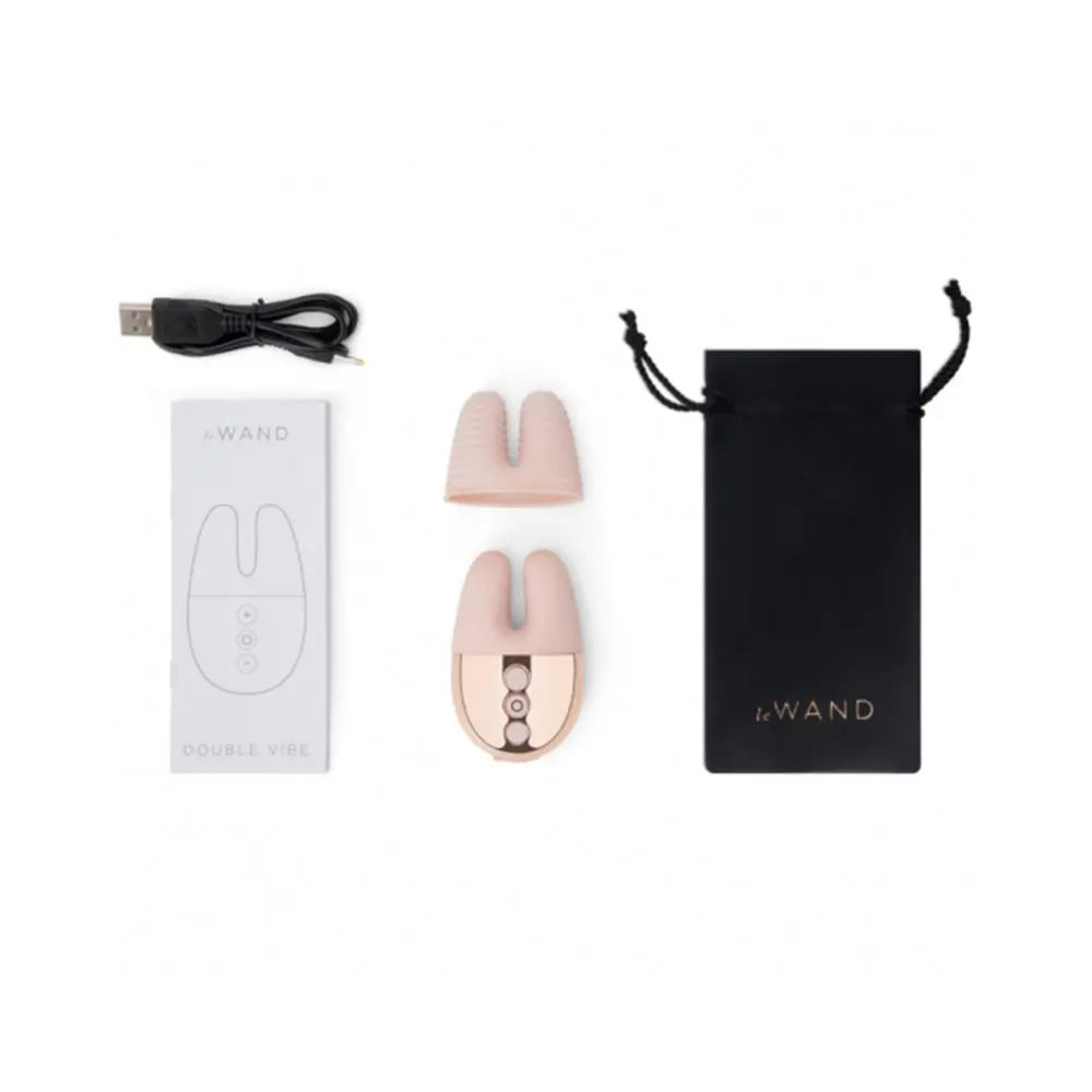 Le Wand Chrome Double Vibe Rechargeable Silicone Mini Vibrator Rose Gold 1