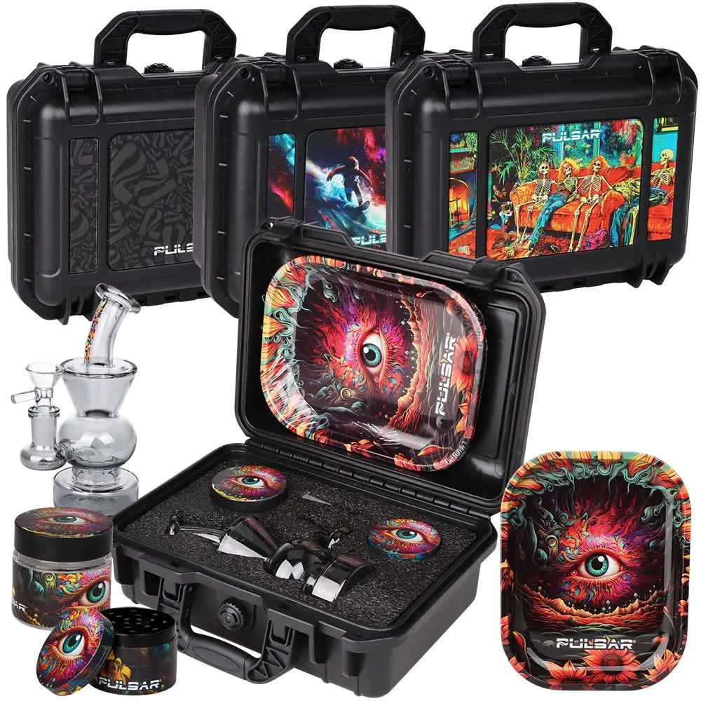 Pulsar Bent Neck Water Pipe Smoker's Hard Case Travel Set | 5.75" | 14Mm F 1
