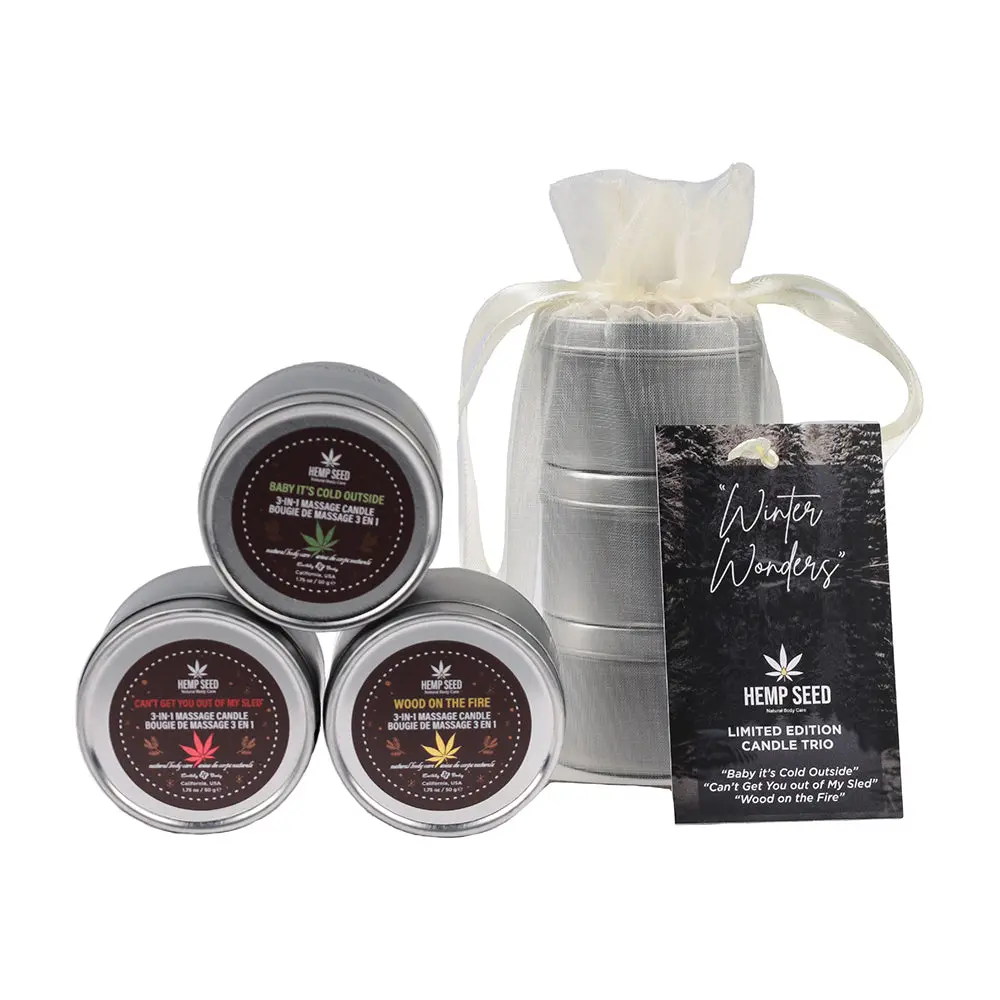 Earthly Body Hemp Seed Holiday Candle Trio 1.75 Oz. 1
