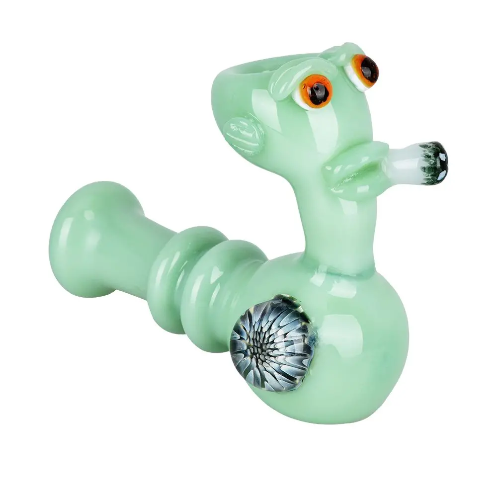 Smoking Alien Glass Hand Pipe - 5" 1