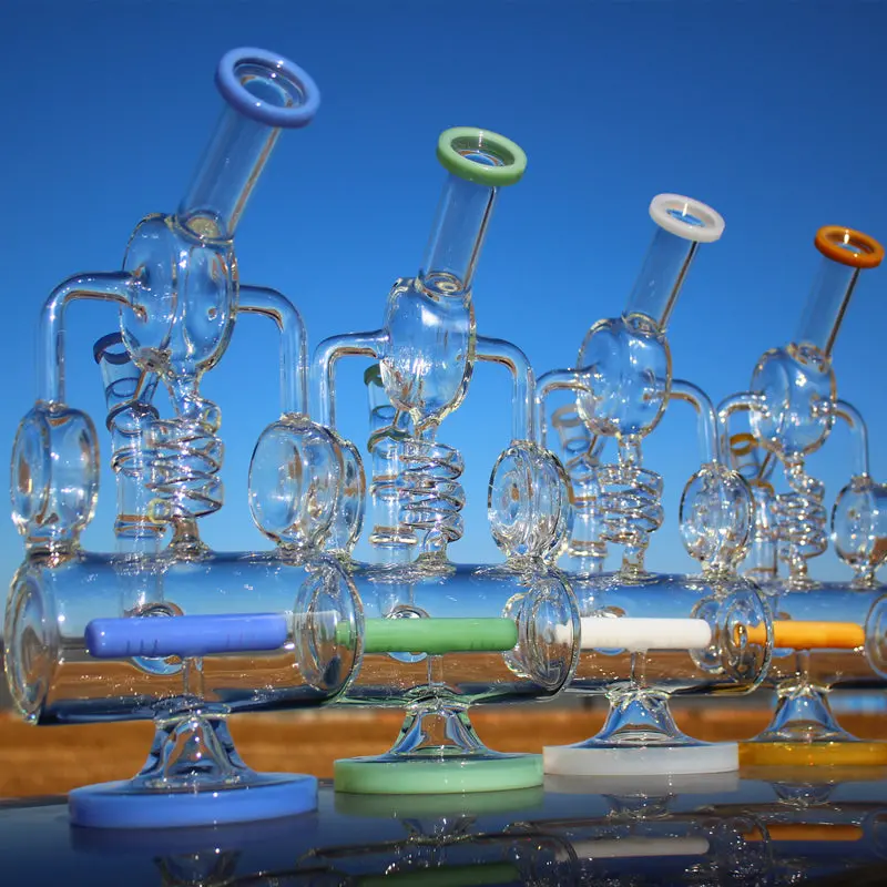 Recycler Style Inline Perc 12.5"  Water Pipe W/ Spring Body 1