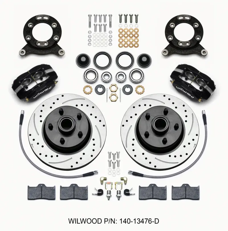 Wilwood Forged Dynalite-M Front Kit 11.30In 1 Pc Rotor&Hub-Drill 65-69 Mustang Disc & Drum Spindle 1
