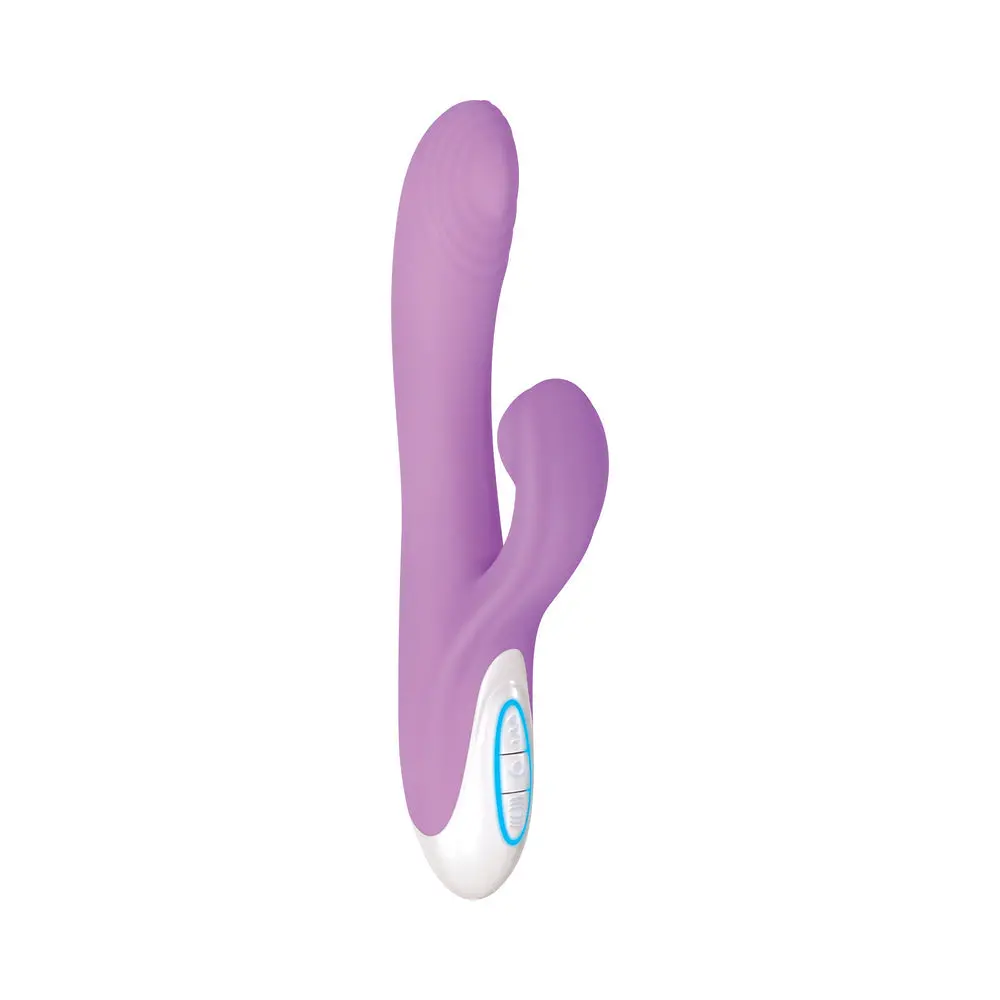 Evolved Super Sucker Rechargeable Thumping Suction Silicone Dual Stimulator Purple 2