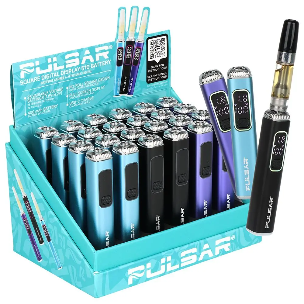 Pulsar 510 Square Digital Display Vape Battery | 400Mah | Assorted Colors | 24Ct Display 1
