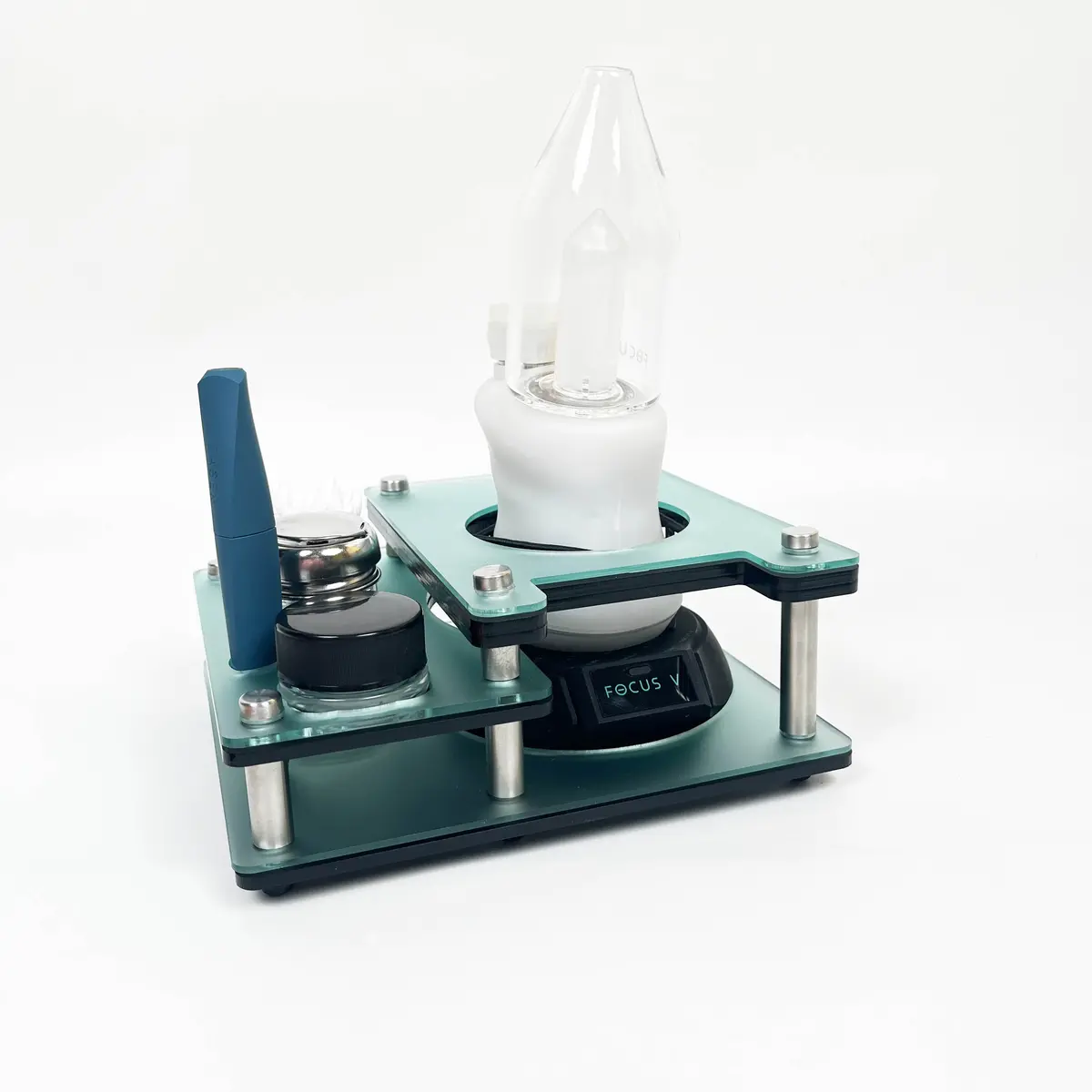 Focus V Carta 2 Rig Station Dab Session Organizer And Cleaning Tray That Holds The Charging Dock With Iso Pump And Swab Beaker 1