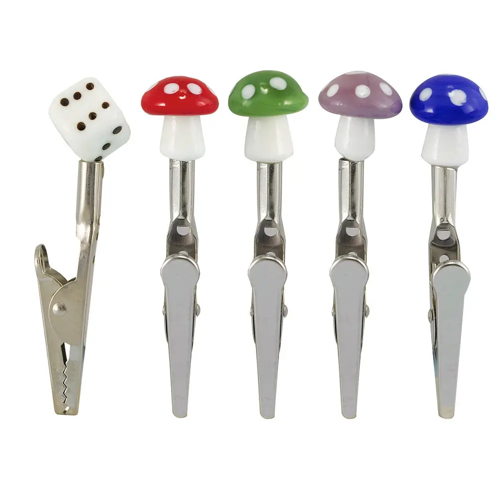 Ceramic Tip Mushrooms & Dice Roach Clips | 50Pc Bag 1