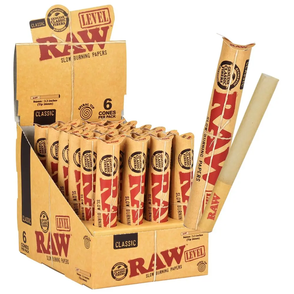 Raw Classic Level Tube Cones | 24Pk Display 1