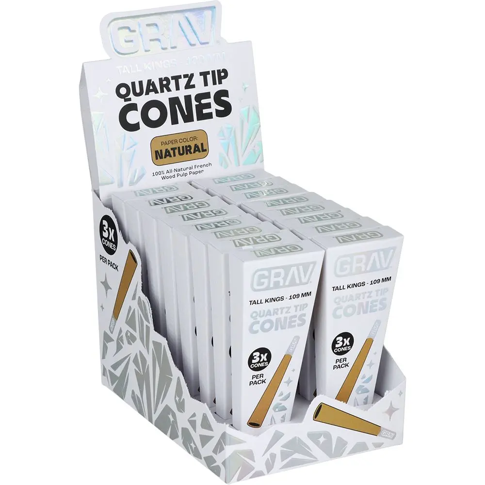 Grav Quartz Tip Pre-Rolled Cones | Natural | 16Pk Display 2