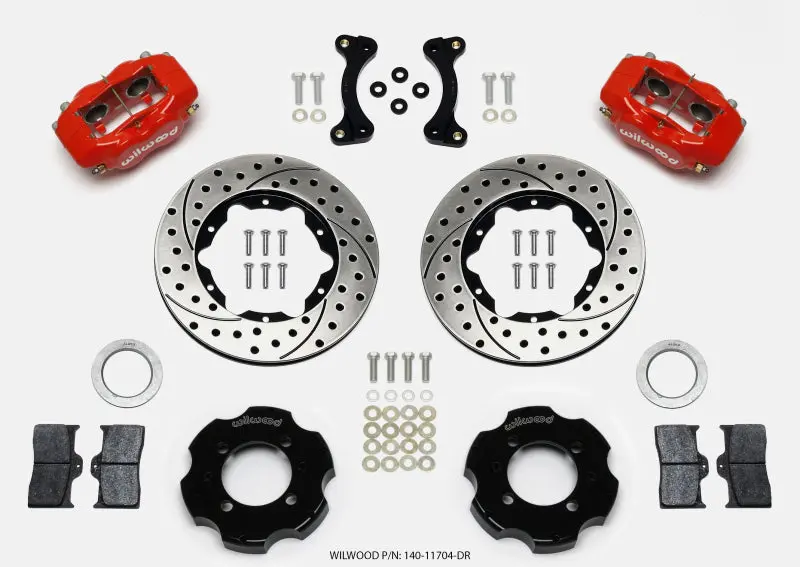 Wilwood Forged Dynalite Front Hat Kit 11.00In Drilled Red 95-05 Miata 1