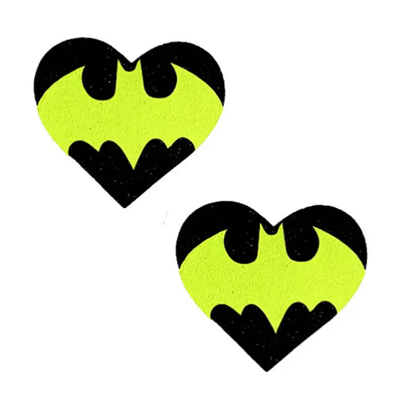 Neva Nude Pasty Heart Neon Batman Signal Glitter Black 1