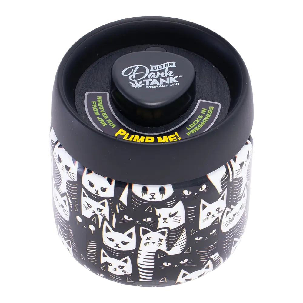 Fujima Dank Tank Vacuum Glass Jar - 4.2" / Black & White Cats 1