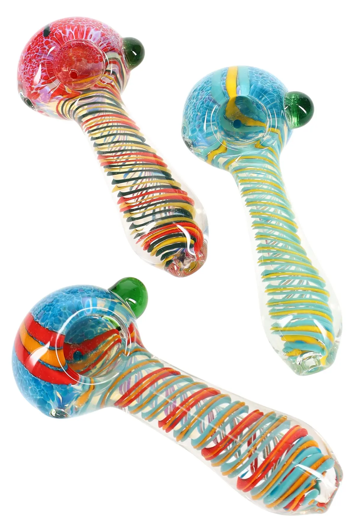 4.5″ Color-Changing Frit Glass Spoon Pipe “Rainbow Ripple” – Assorted Colors 1