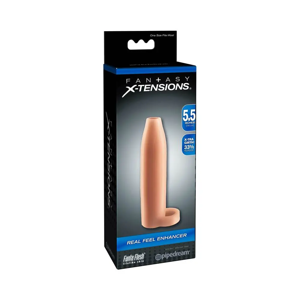 Pipedream Fantasy X-Tensions 5.5 In. Real Feel Enhancer Open-Ended Sling Beige 1