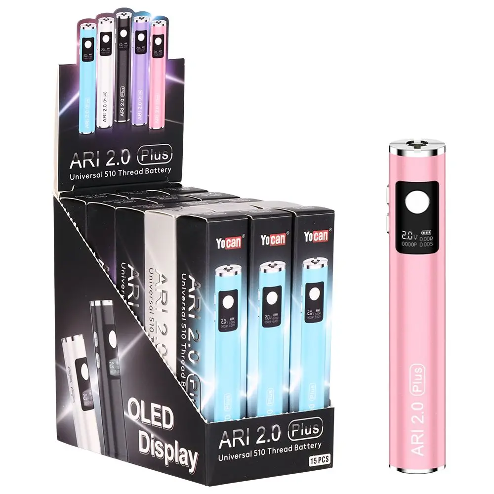 15Ct Display - Yocan Ari 2.0 Plus Battery - 900Mah / Assorted Colors 1