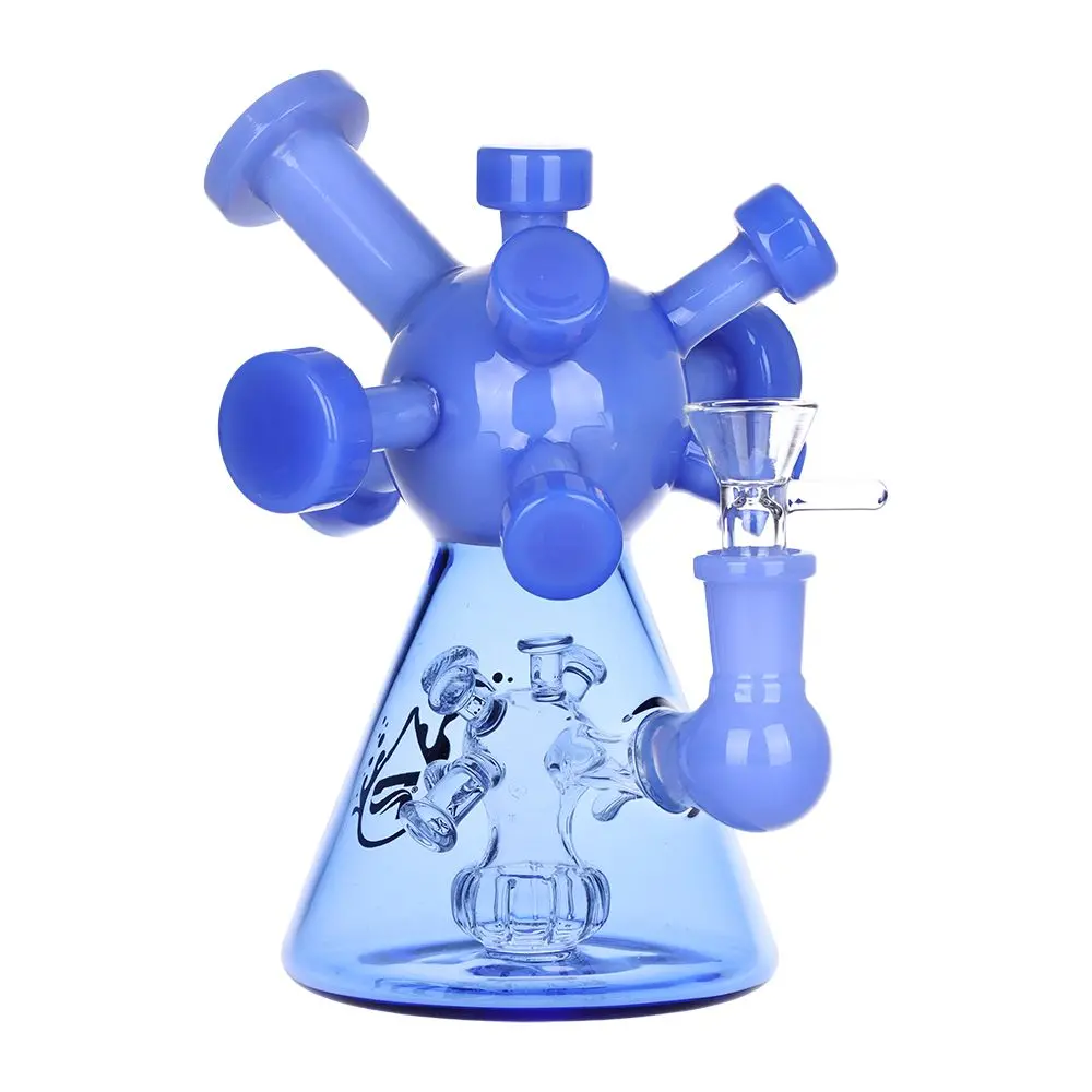 Pulsar Molecule Glass Water Pipe - 7" / 14Mm F / Colors Vary 2