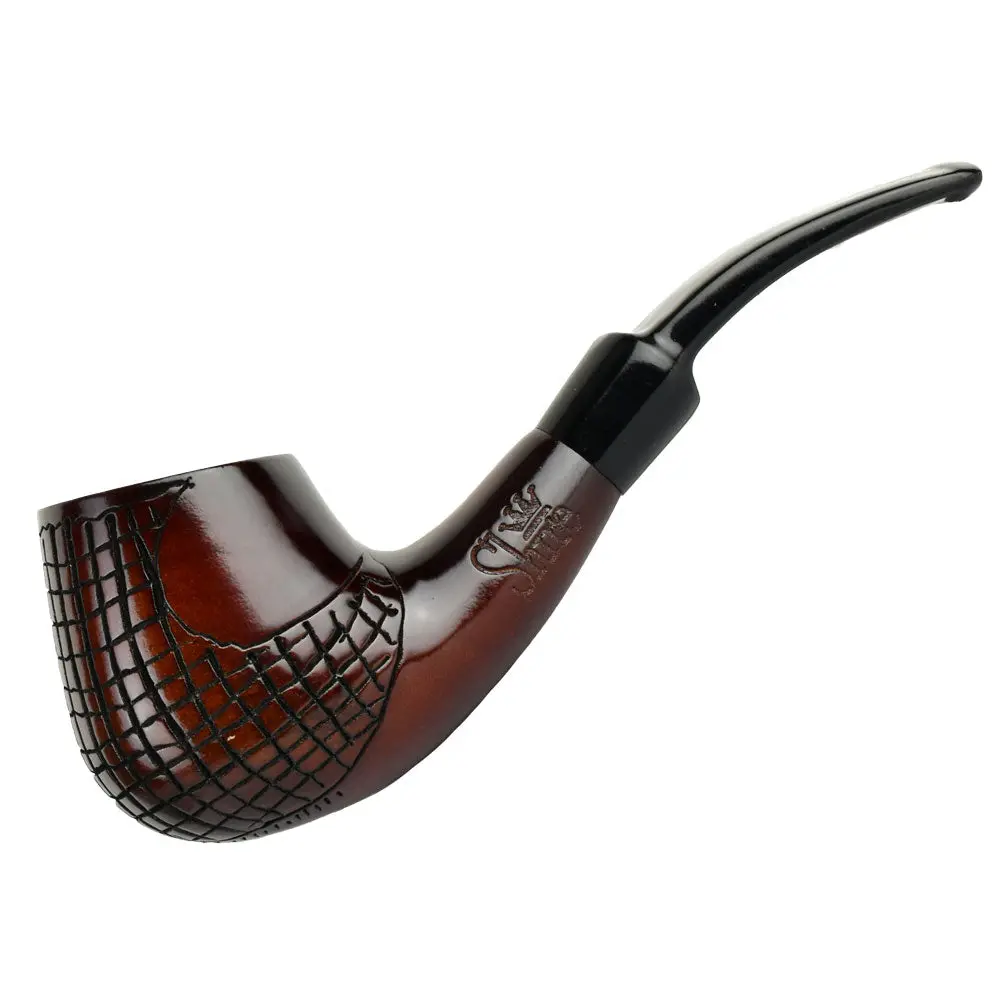 Pulsar Shire Pipes Engraved Brandy Cherry Tobacco Pipe - 5.5Â€ / Figured Wood 1