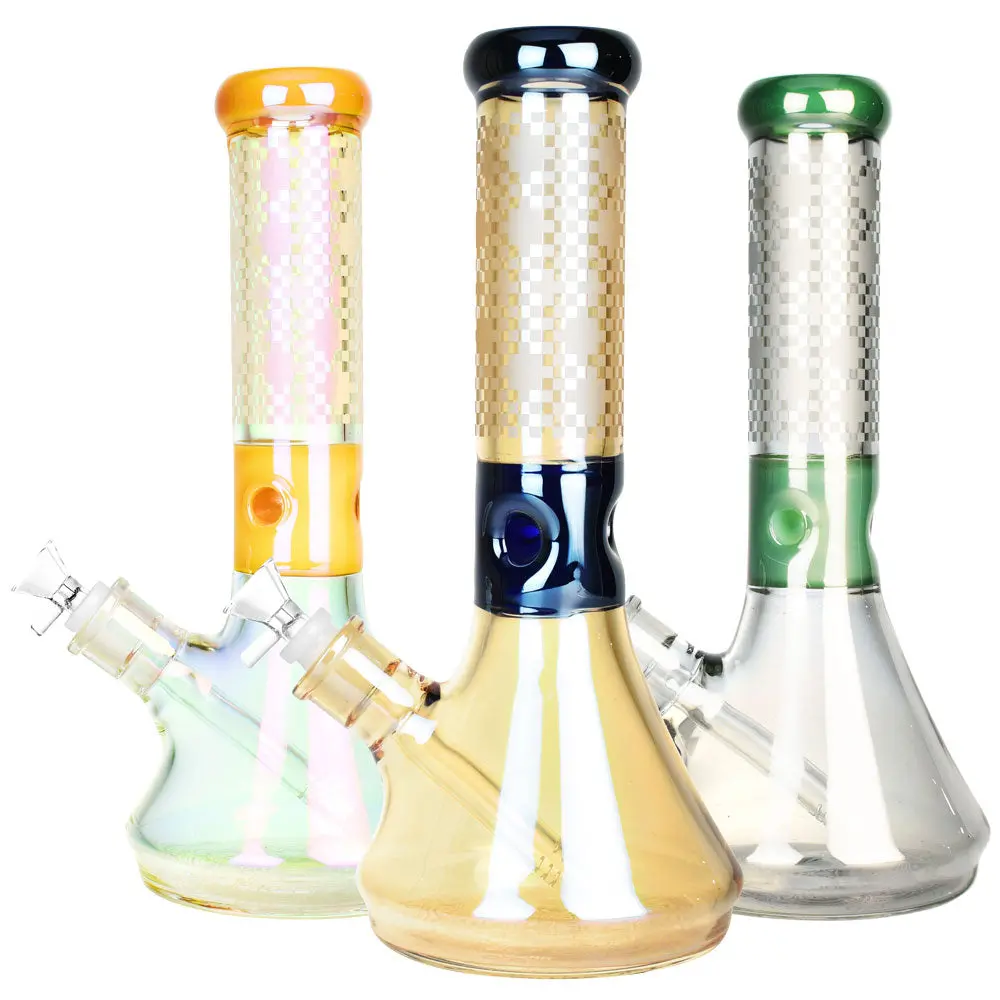 Mandala Secret Iridescent Etched Water Pipe - 12"/14Mm F/Colors Vary 1