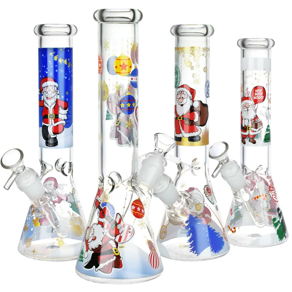 Christmas Themed Glass Water Pipe - 10" / 14Mm F / Designs Vary 1
