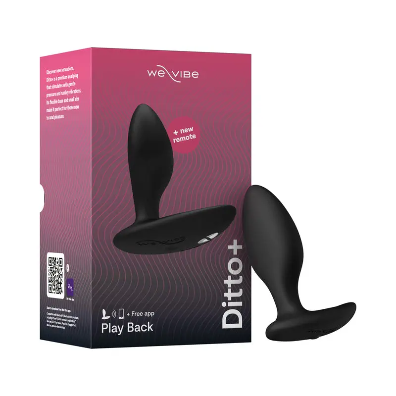 We-Vibe Ditto+ Rechargeable Remote-Controlled Silicone Vibrating Anal Plug Satin Black 1