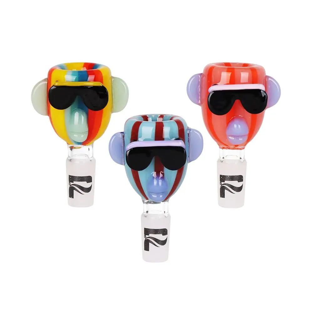 9Ct Display - Pulsar Chill Rainbow Monkey Glass Herb Slide - 14Mm M / Assorted Colors 2