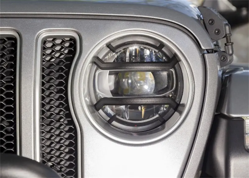 Rugged Ridge 18-20 Jeep Wrangler Jl / 2020 Jeep Gladiator Jt Black Elite Headlight Guards Black 1