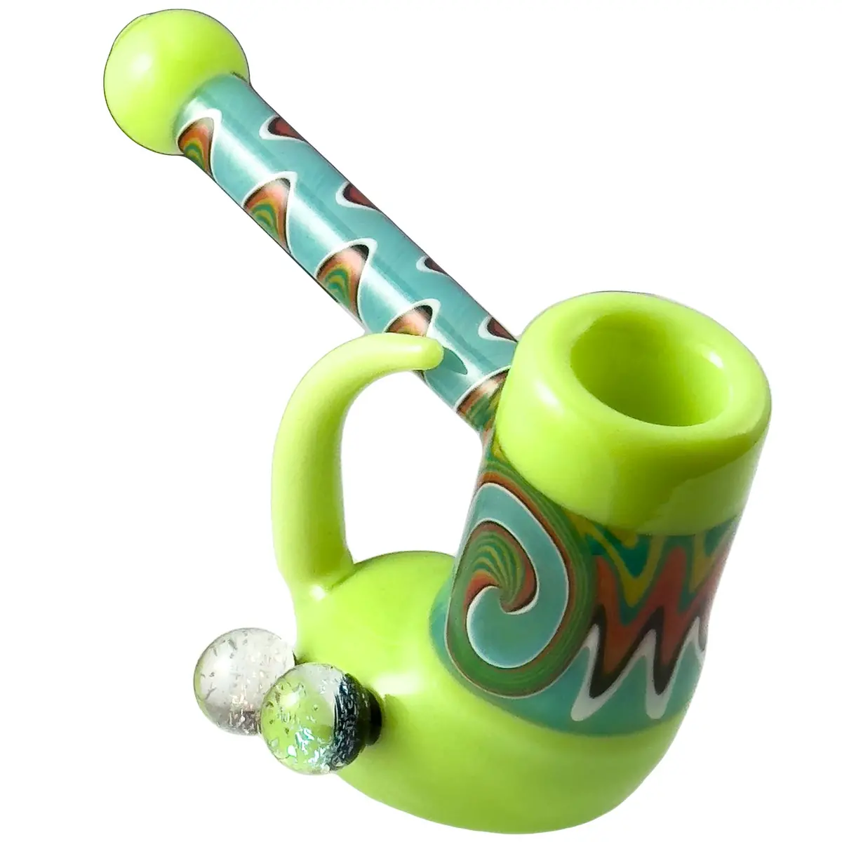 Crush Fang Bub Pipe W/Dual Galaxy Marbles (Various Colors) 5