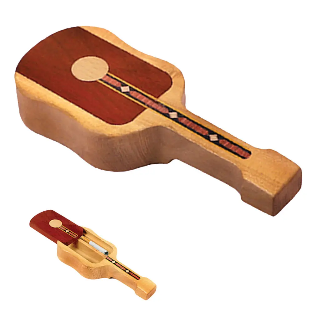 Wood Guitar Dugout W/ Magnetic Lock Slide Lid 1