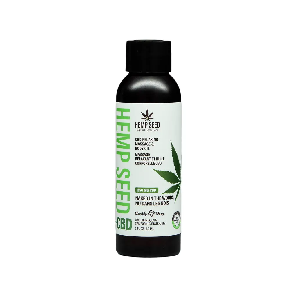 Earthly Body Hemp Seed Cbd Relaxing Massage And Body Oil Naked In The Woods 2 Oz. 1