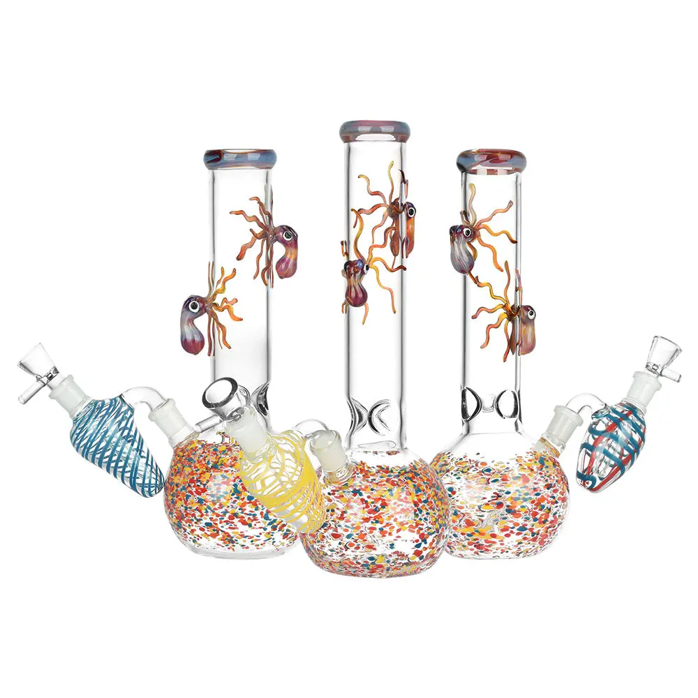 Octopus Frit Bubble Base Water Pipe W/ Ash Catcher - 14Mm F 10" 1