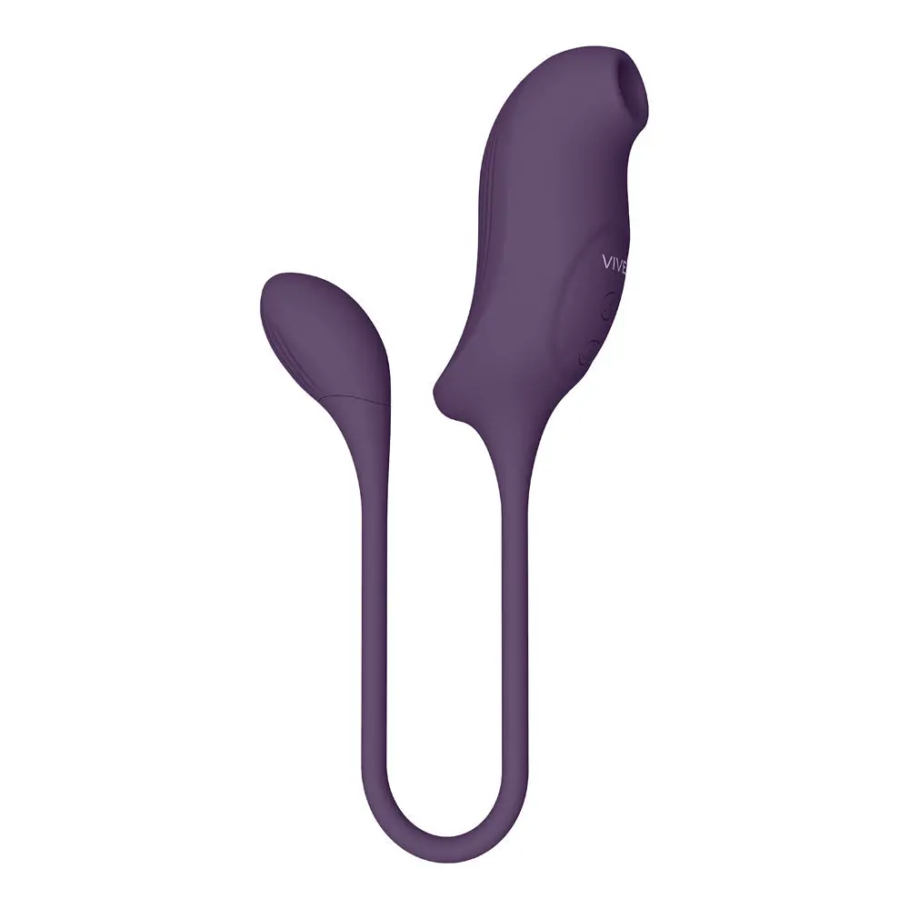 Vive Quino Rechargeable Air Wave & Vibrating Silicone Egg Vibrator Purple 2