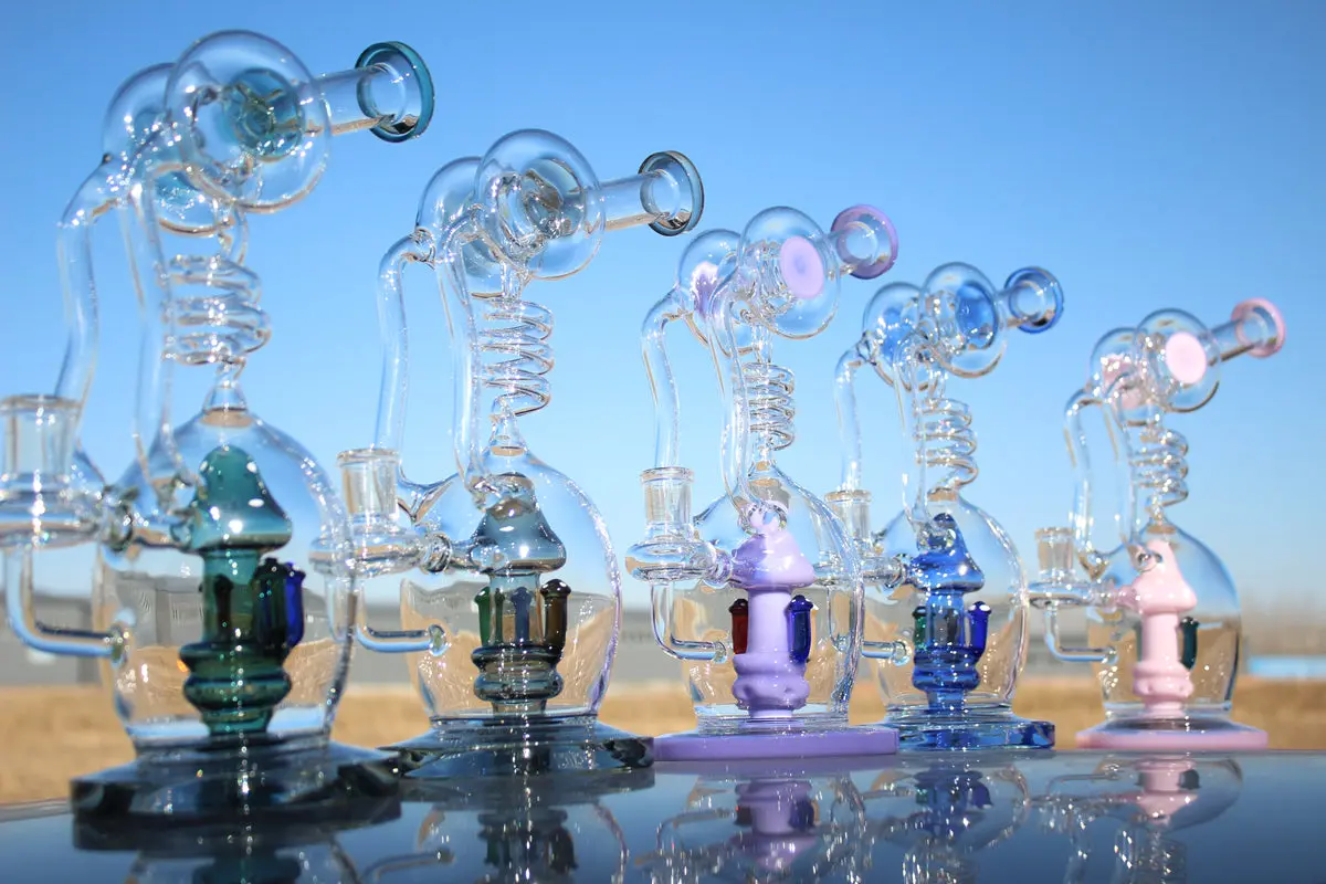 Spiral Mushroom Recycler Water Pipe W/ Circ Perc 11" 1