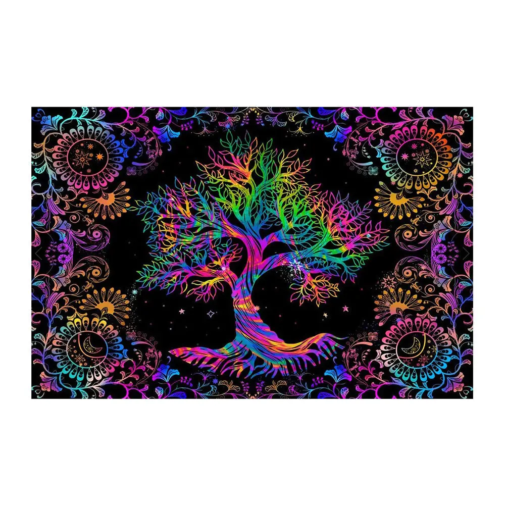 Special Tree Black Light Reactive Wall Tapestry - 81"X53" 1