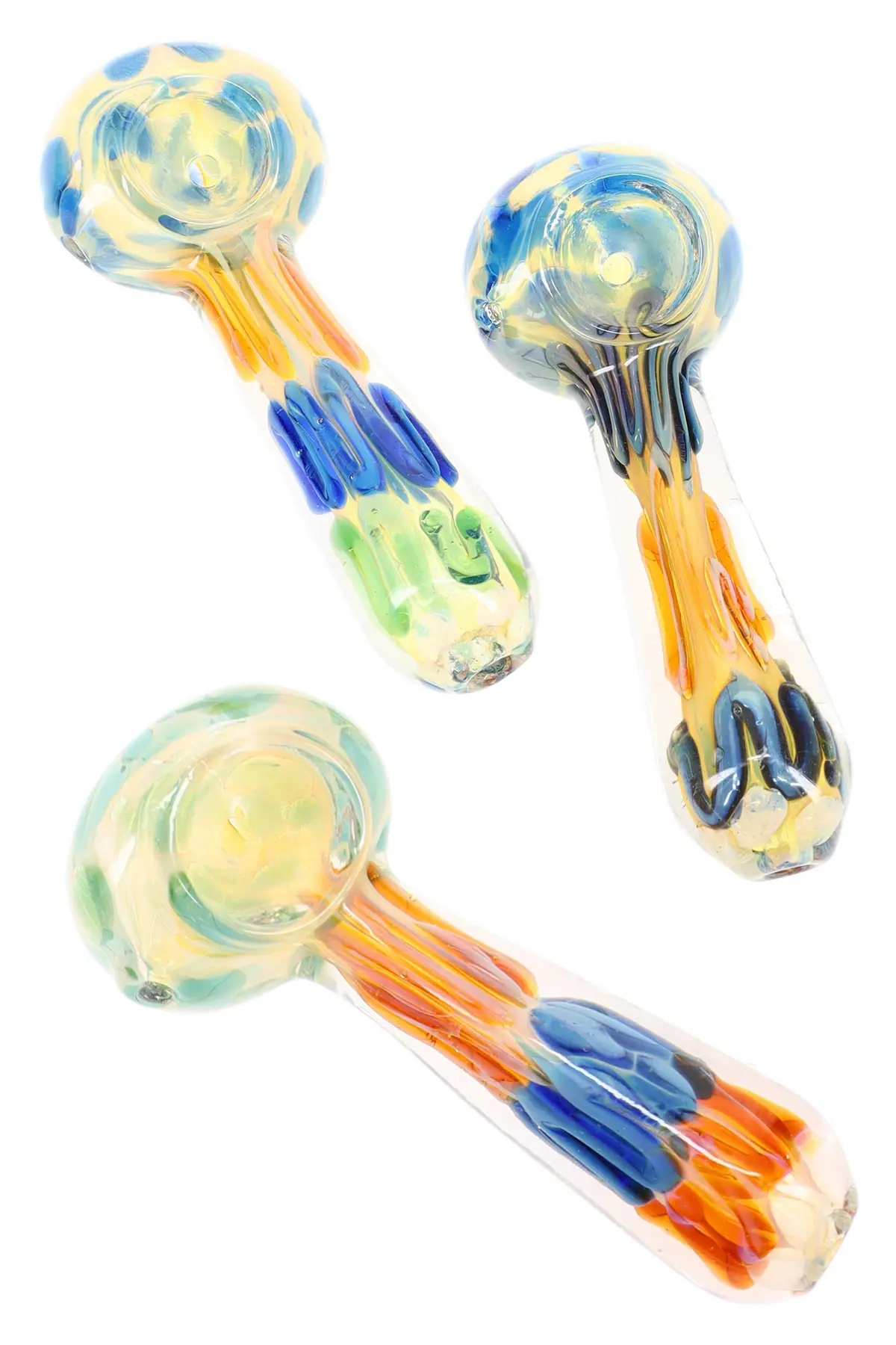 Color Changing Silver Fumed Squiggle Glass Hand Pipe “Solar Squiggle” – 4″ 1