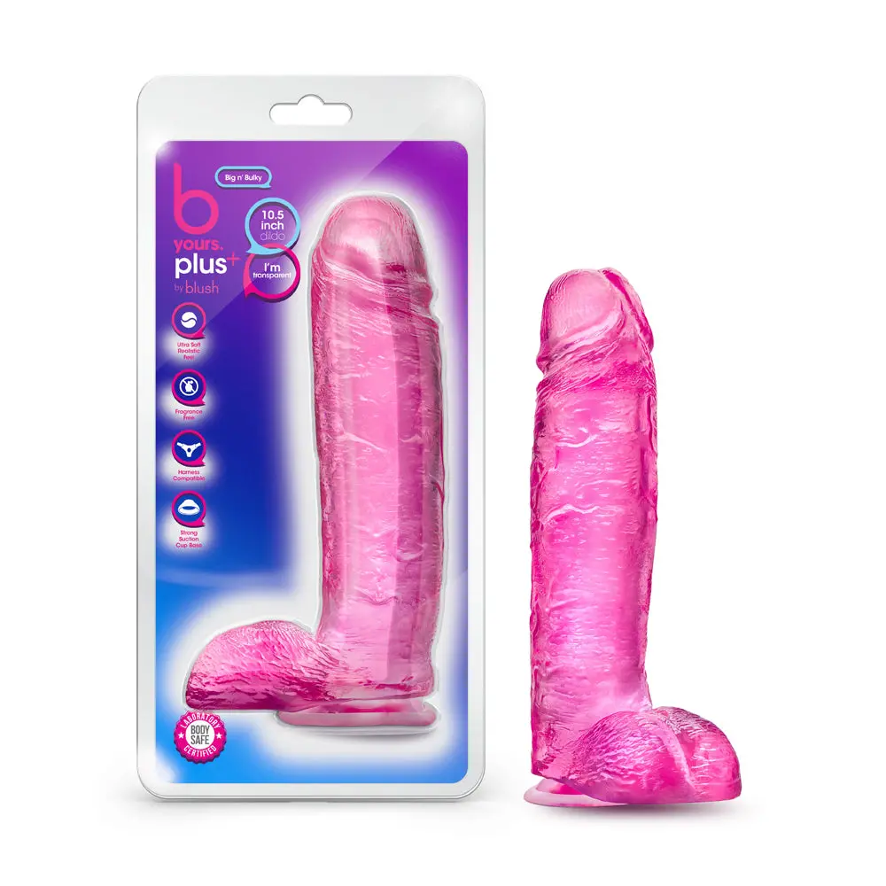 B Yours Plus Big N' Bulky 10.5 In. Dildo With Balls Pink 1
