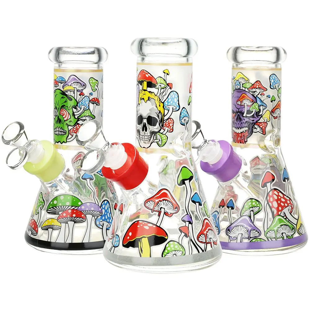 Monstrous Mushroom Mashup Beaker Glass Water Pipe - 8"/ 14Mm F / Designs Vary 1