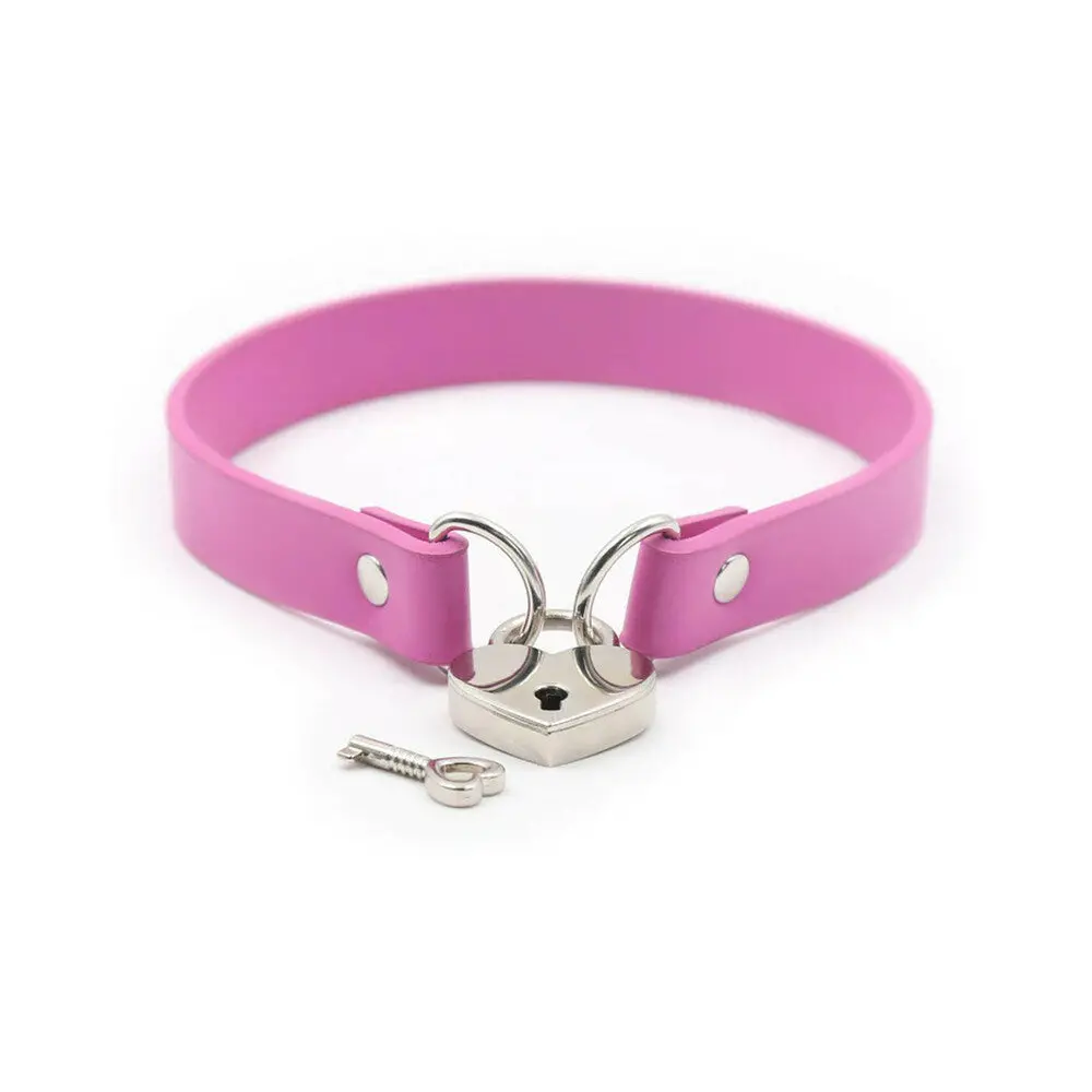 Ple'sur Pvc Collar With Heart Lock & Key Pink Bag Packaging 1