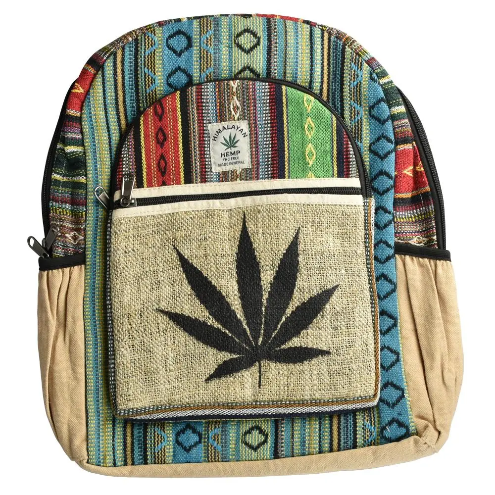 Threadheads Black Hemp Leaf Stripes Backpack 1