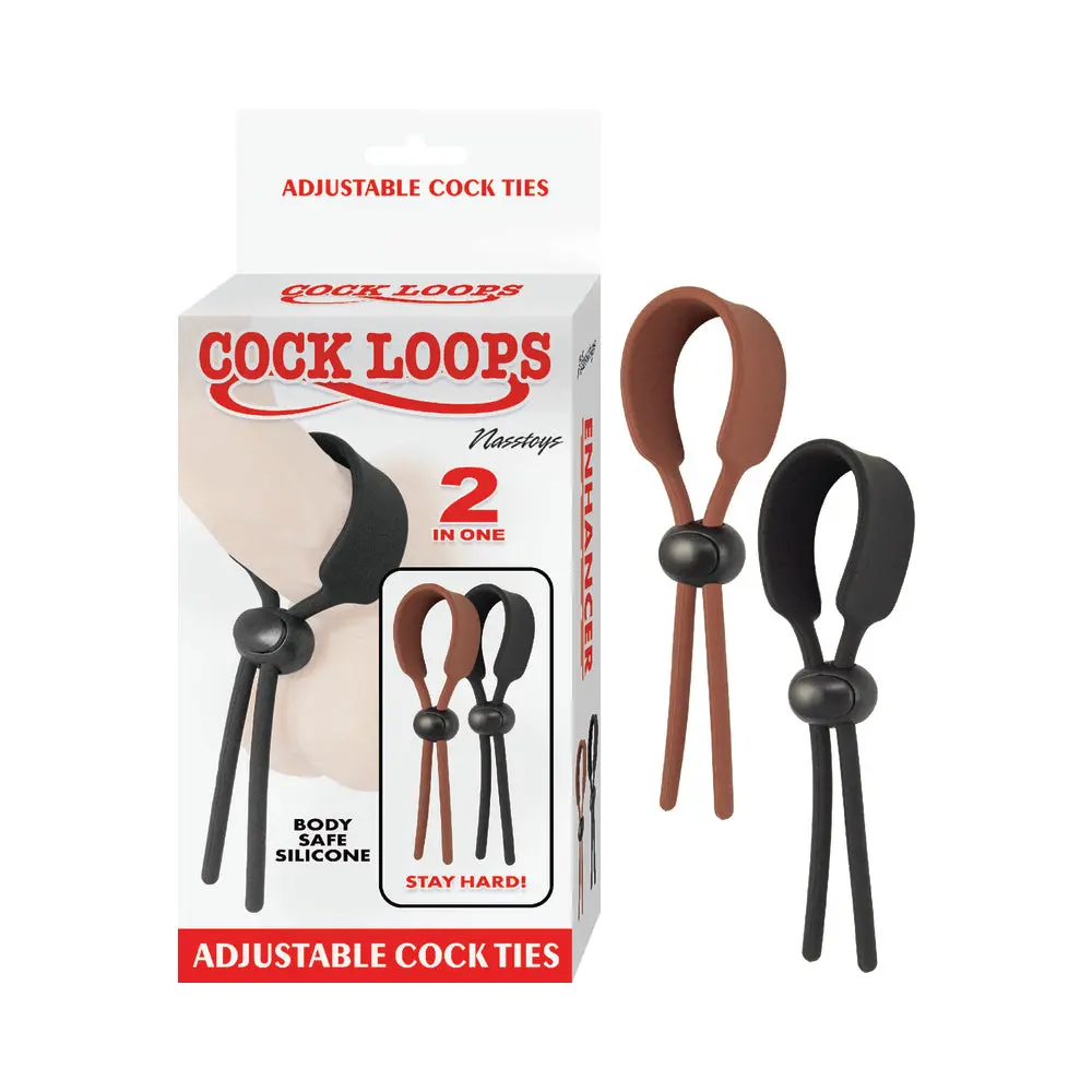 Cock Loops Adjustable Cock Ties Brown & Black 1