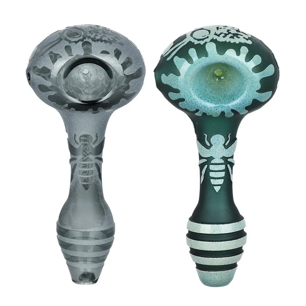Milkyway Bee Hive Sandblasted Glass Spoon Pipe | 4.5" 1