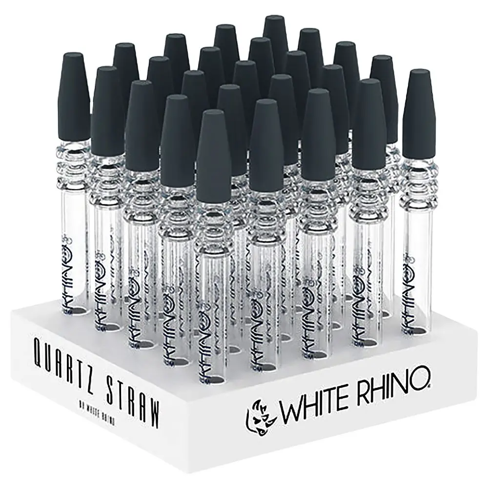 White Rhino Quartz Dab Straw V2 W/ Silicone Cap - 5" 25Ct 1
