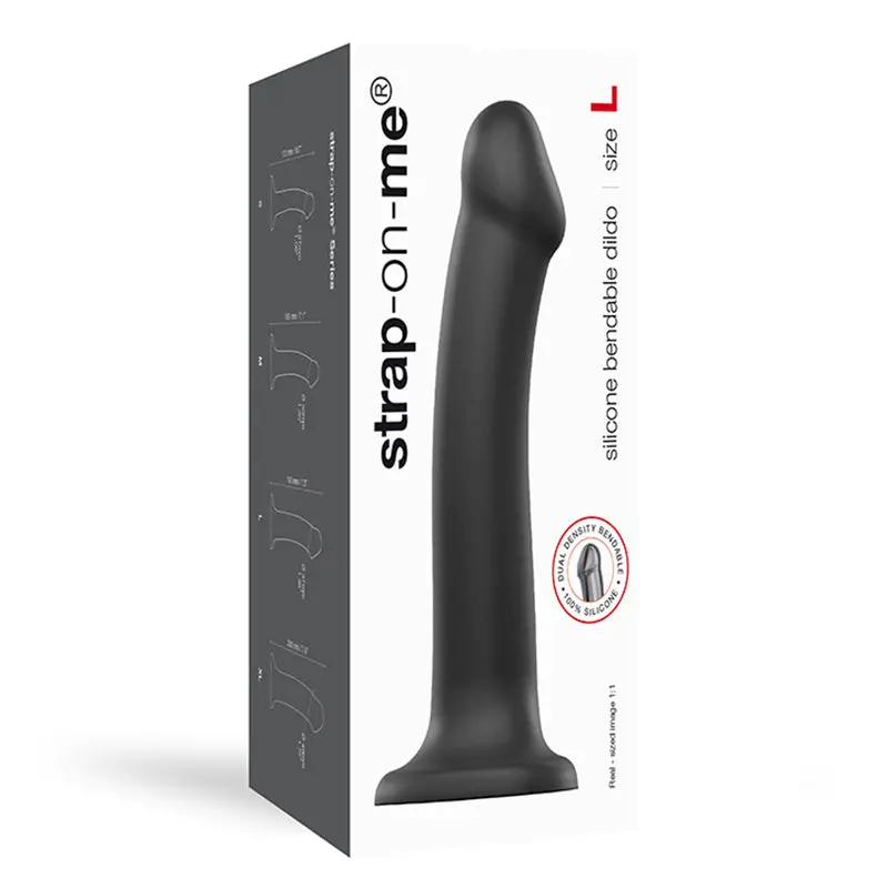 Strap-On-Me Bendable Dual-Density Silicone Dildo Black L 1