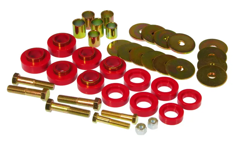 Prothane 67-81 Chevy Camaro Body Mount Kit W/ Hardware - Red 1