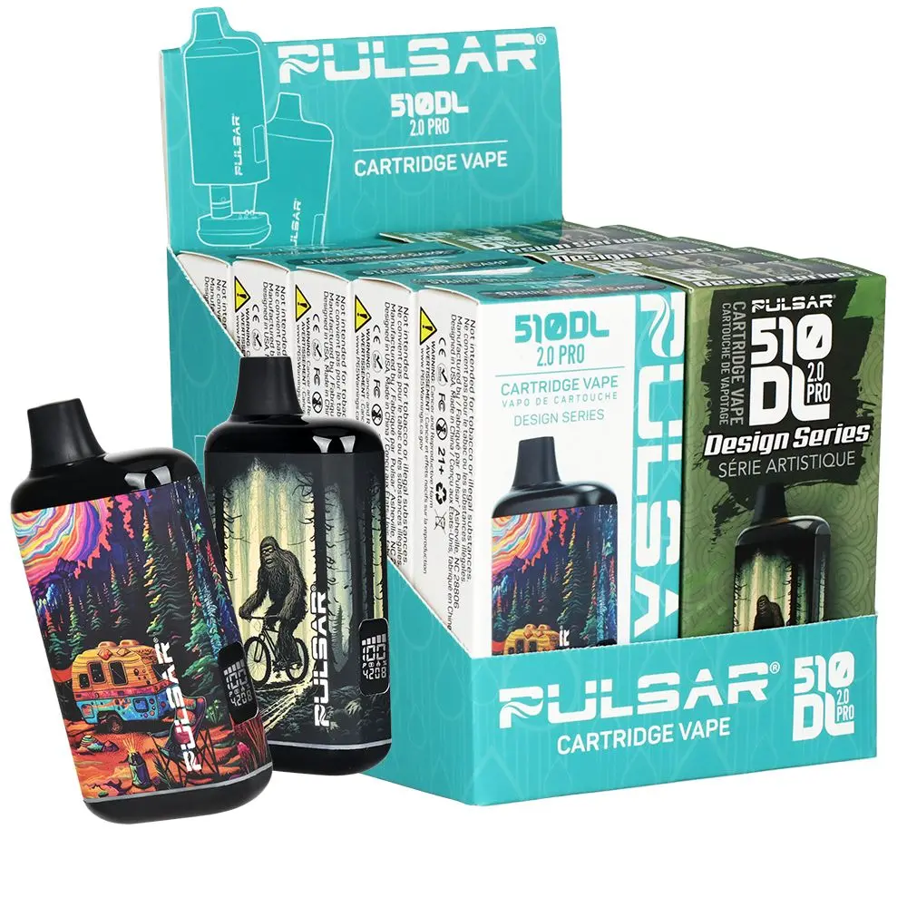 10Ct Display - Pulsar 510 Dl 2.0 Pro Design Series Variable Voltage Vape Bar - 1000Mah / Assorted Designs 2 1
