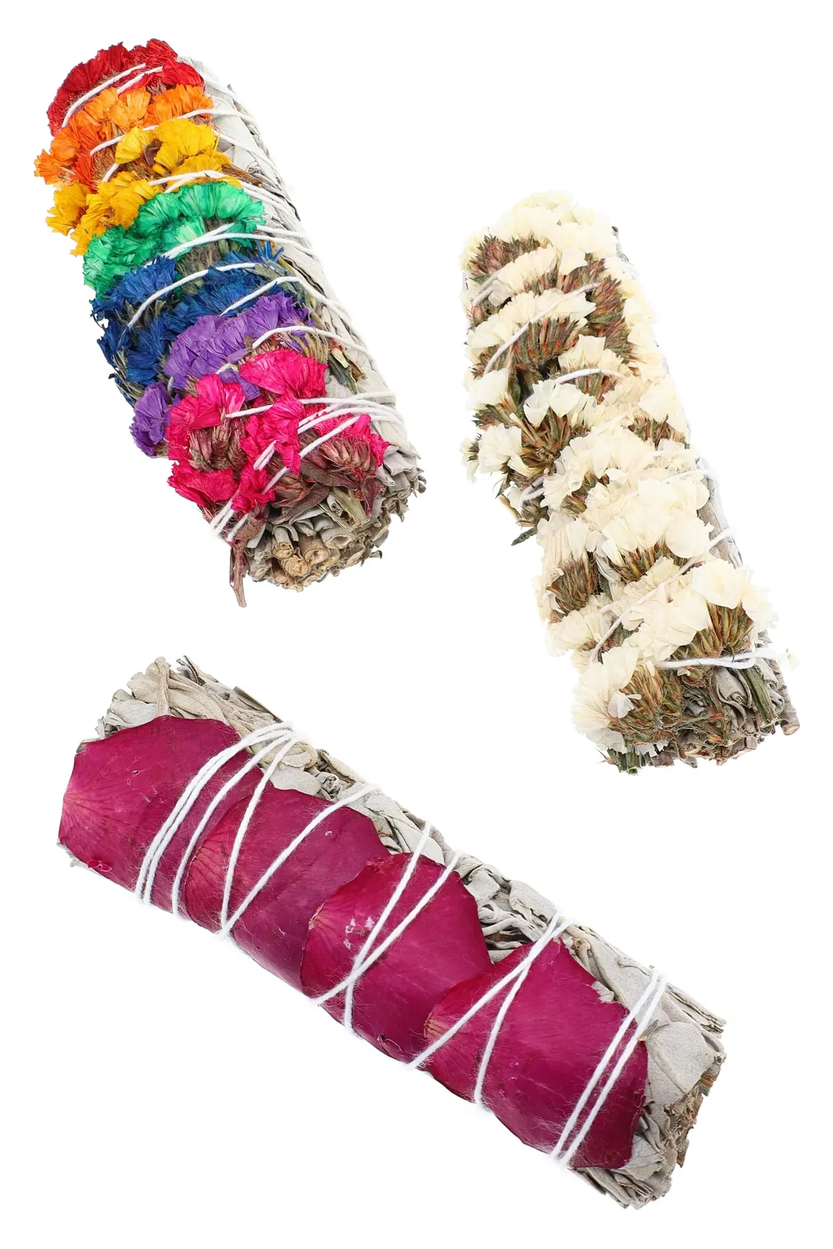 4″ White Sage Smudge Bundle – Assorted Floral Wraps 1
