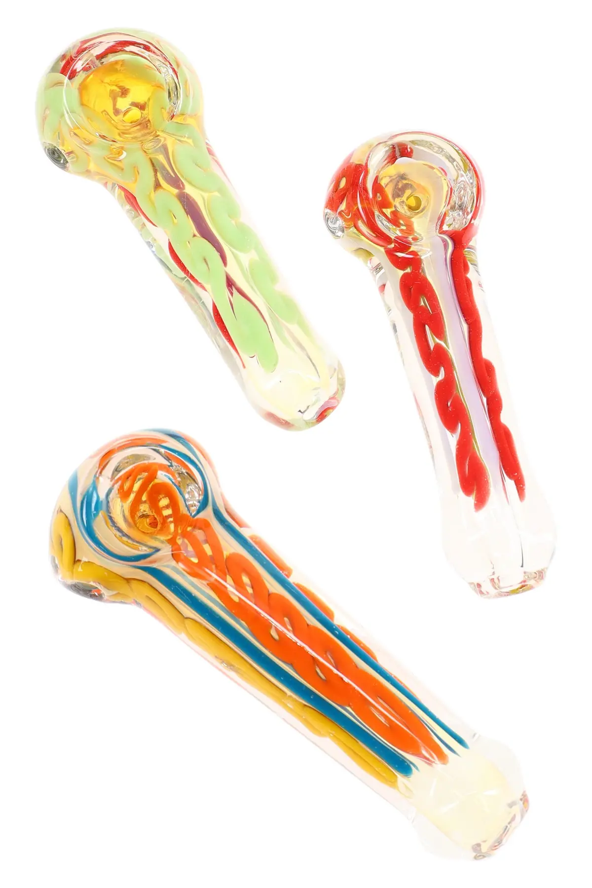 Color Changing Squiggle Striped Glass Hand Pipe “Squiggle Spark” – 4″ 1