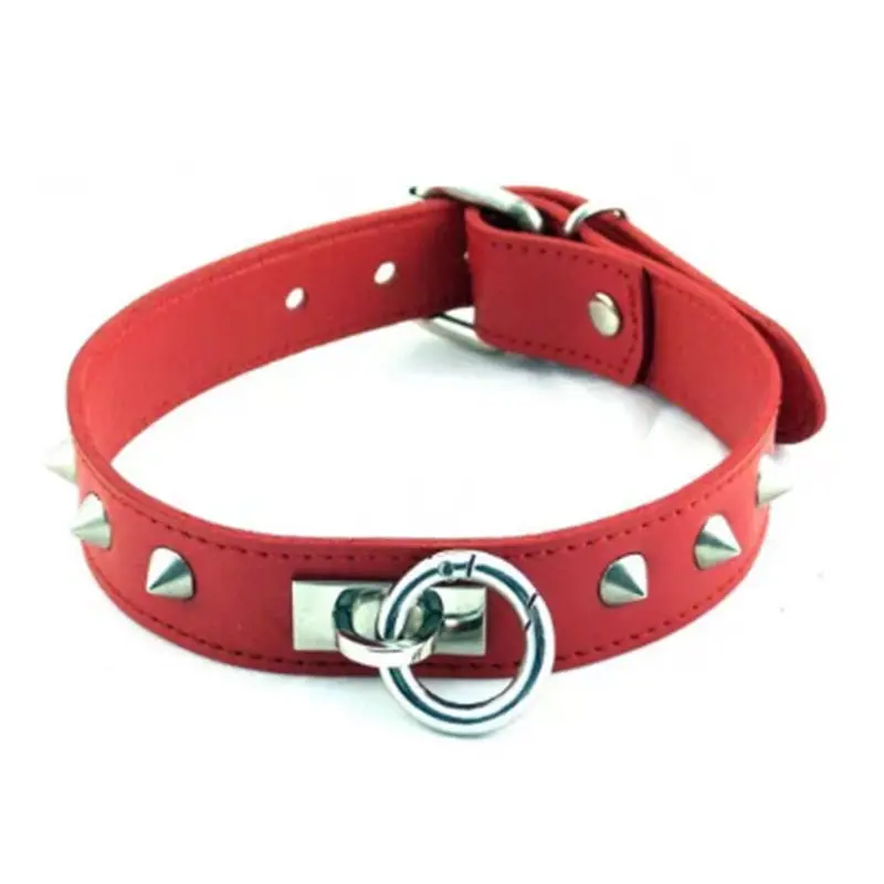 Rouge O Ring Studded Collar Red 1