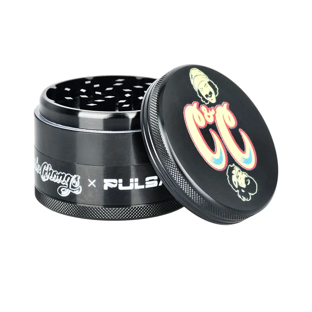 Cheech & Chong's™ X Pulsar Black Metal Grinder | 4Pc | 2.5" 1