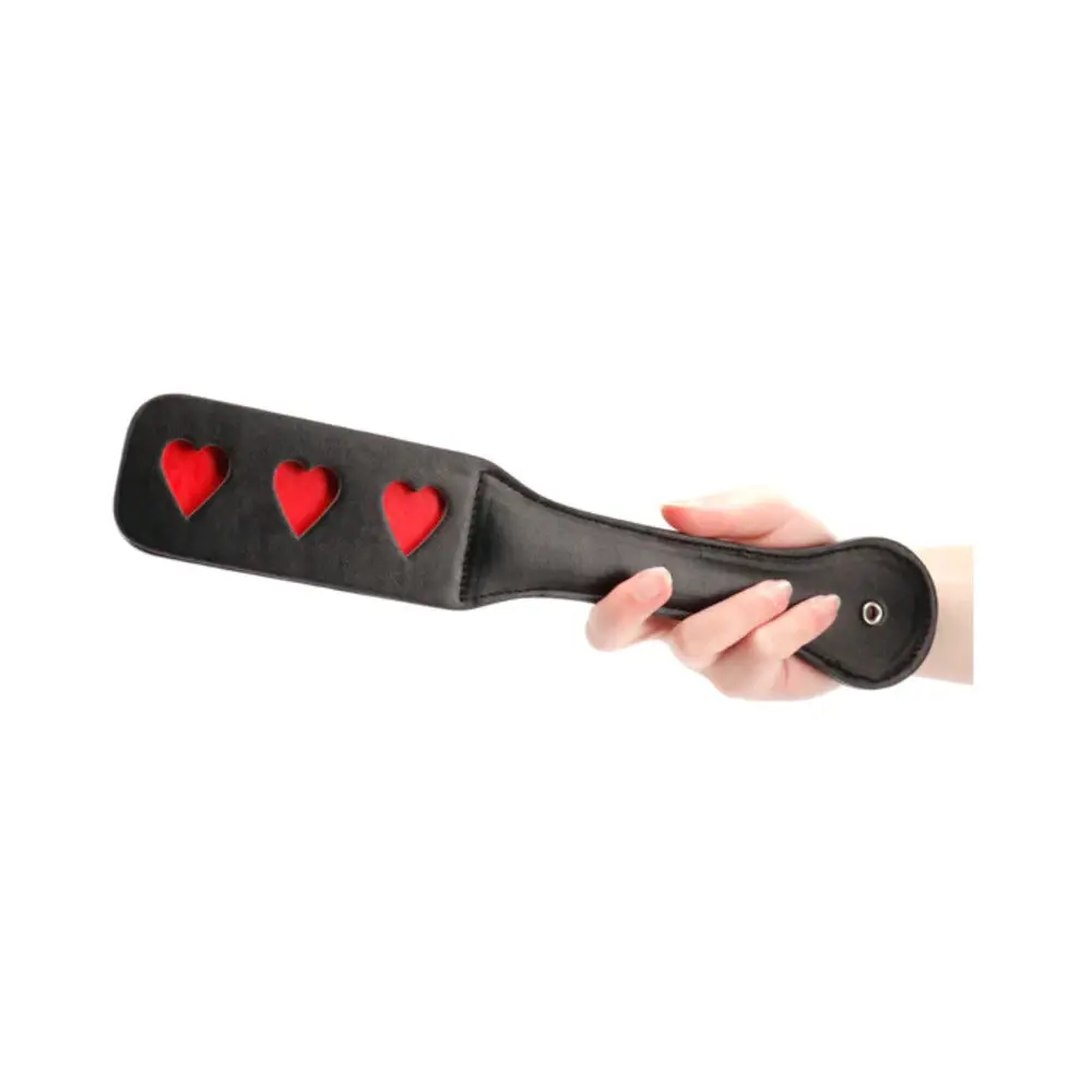 Ouch! Heart Pattern Paddle Black 1