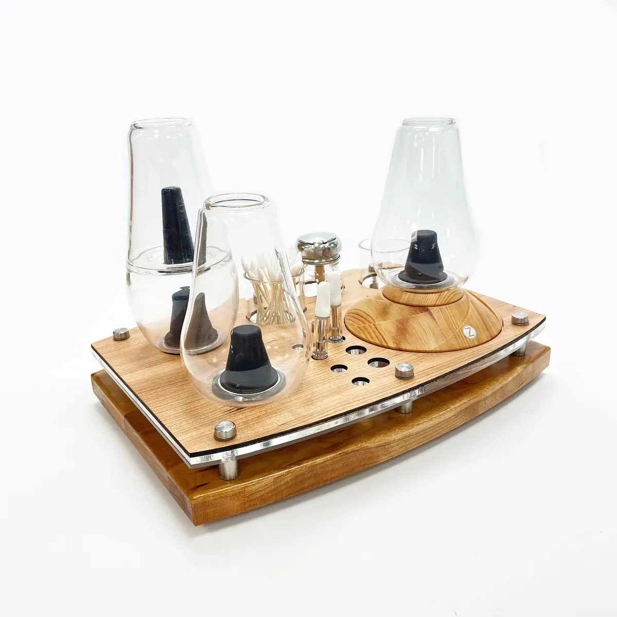The Zenco Drinking Glass Vaporizer Organizing Tray For Duo Or Flow And Cleaning Station With Iso Pump And Swab Jar 1
